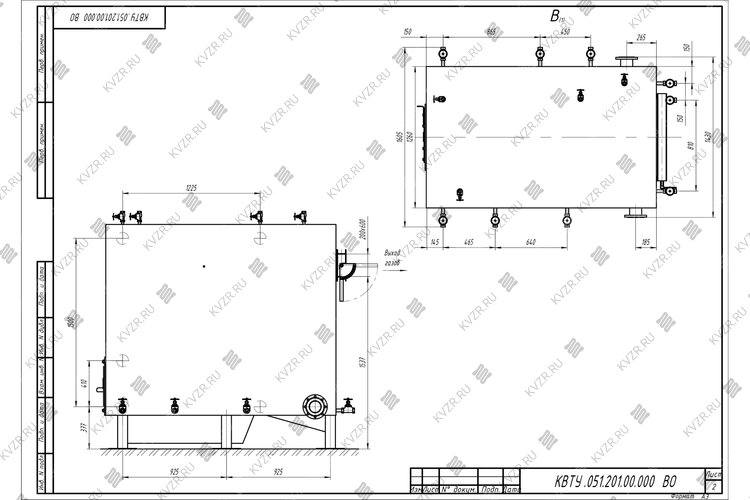Чертеж водогрейного котла КВр 0.6